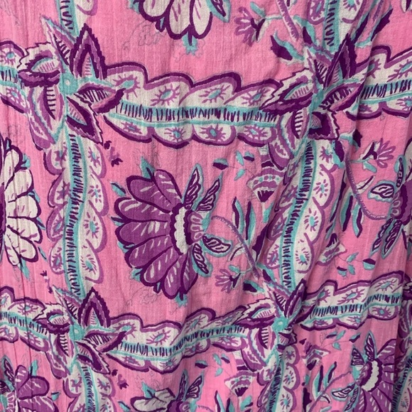 Free People ANTIK BATIK Hupa Gathered Printed Cotton-Voile Maxi Dress XS - Picture 6 of 7